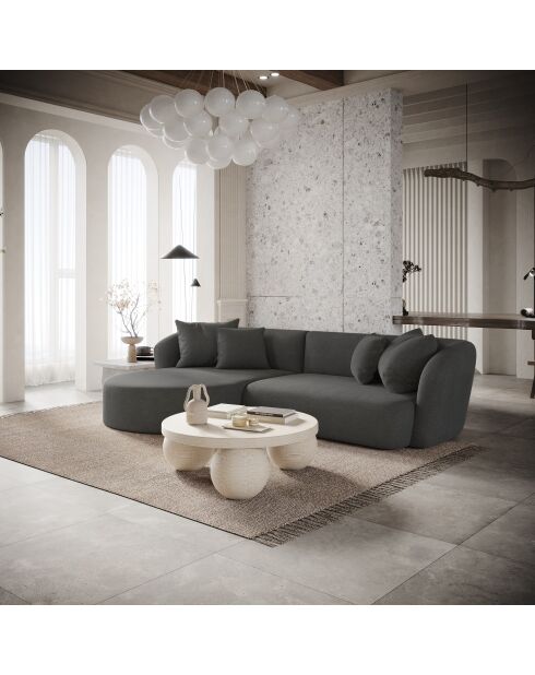 EMY linkes Ecksofa aus anthrazitgrauem Webstoff - 300x155x77