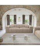 NOVA 3-zitsbank in beige geweven fluweel - 205x97x73