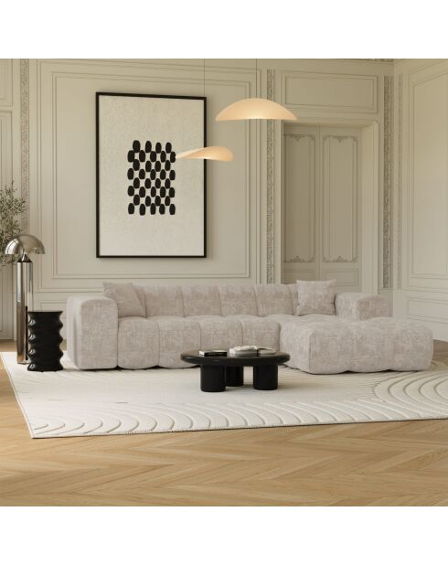 COVA rechthoekige bank crèmekleurig fluweel met reliëf - 290x94x69,5