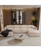 Canapé panoramique avec coussins LIAM Velours tramé Crème - 346x166x76