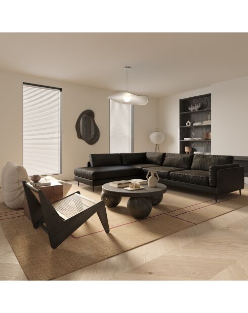 Divano grandangolare sinistro Mikael in pelle nera - 271x200x80