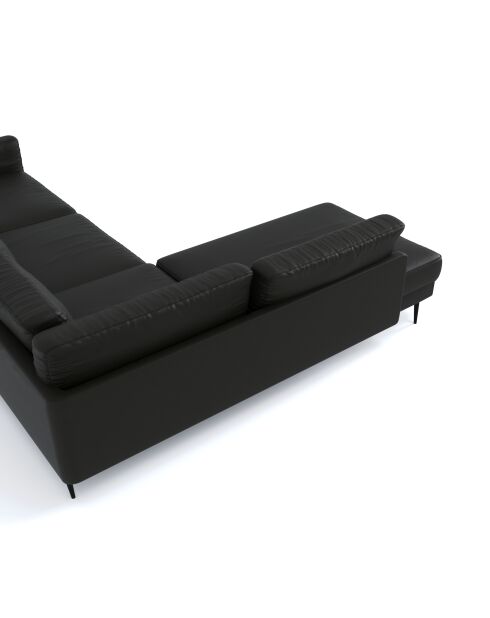 Divano grandangolare sinistro Mikael in pelle nera - 271x200x80