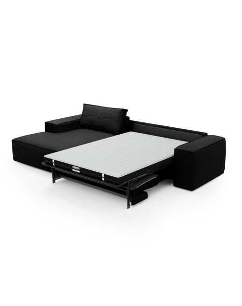 Linkerhoekbank converteerbaar expressmatras 140cm RUBY zwart corduroy - 320x165x80