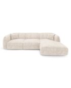 LIAM Ecksofa für die rechte Seite, cremefarbener Samt, 272 x 90 x 74
