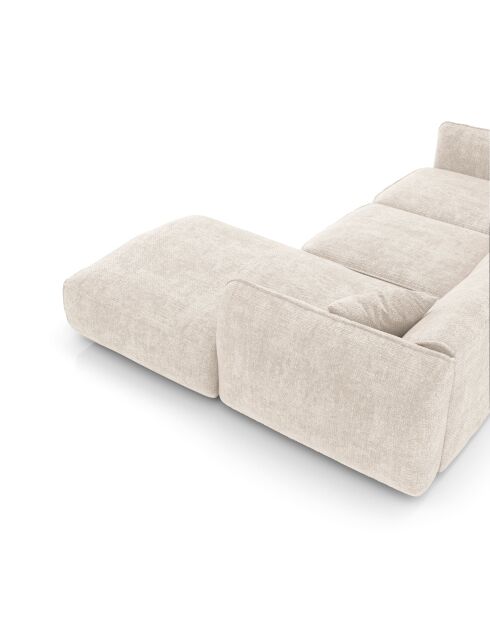 Canapé d'angle droit LIAM Velours tramé Crème - 272x90x74