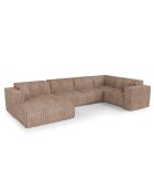 Sofá panorámico XXL con 2 cojines decorativos RUBEN XXL pana Taupe - 391x173x78