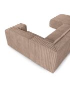 Sofá panorámico XXL con 2 cojines decorativos RUBEN XXL pana Taupe - 391x173x78