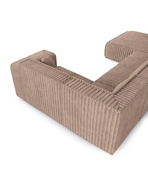 Sofá panorámico XXL con 2 cojines decorativos RUBEN XXL pana Taupe - 391x173x78