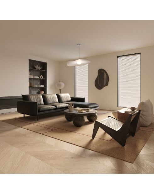 Divano ad angolo retto Isak in pelle nera - 235x92x85