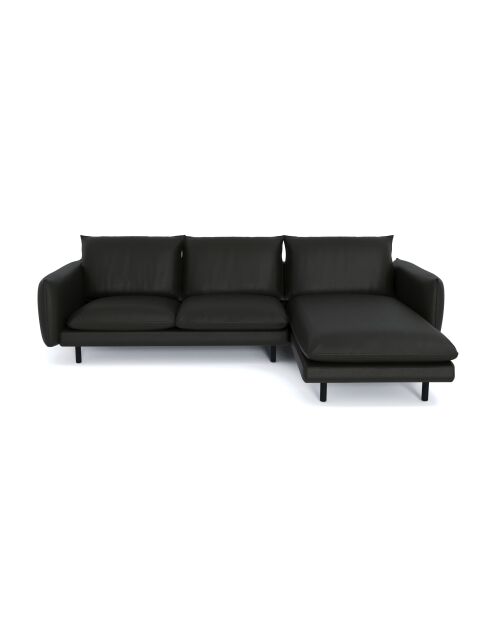 Divano ad angolo retto Isak in pelle nera - 235x92x85