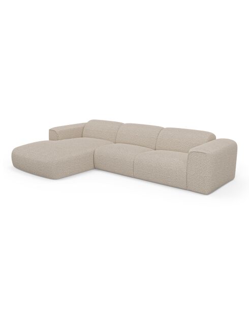 Sofá esquinero izquierdo convertible express Dunlopillo colchón 140 cm Tejido NOVA Boucle Beige - 299x165x73
