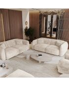 LIAM 4-Sitzer-Sofa aus cremefarbenem gewebtem Samt - 230x90x74