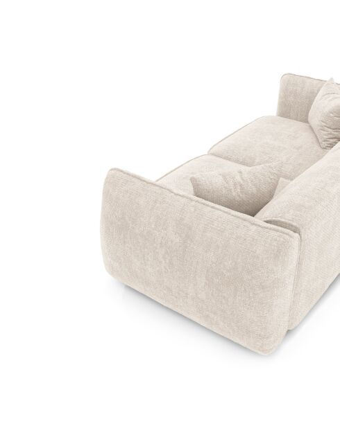 LIAM 4-Sitzer-Sofa aus cremefarbenem gewebtem Samt - 230x90x74
