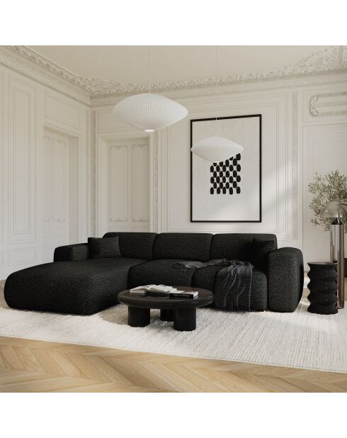 LIVA konvertierbares linkes Weitwinkelsofa aus geschlungenem Stoff Dunkles Anthrazit - 283x180x73