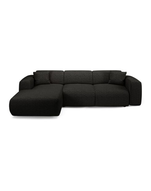 LIVA konvertierbares linkes Weitwinkelsofa aus geschlungenem Stoff Dunkles Anthrazit - 283x180x73