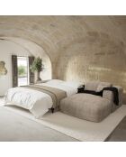 Omvormbare rechterhoekbank express Dunlopillo matras 140 cm NOVA beige getextureerd fluweel - 299x165x73