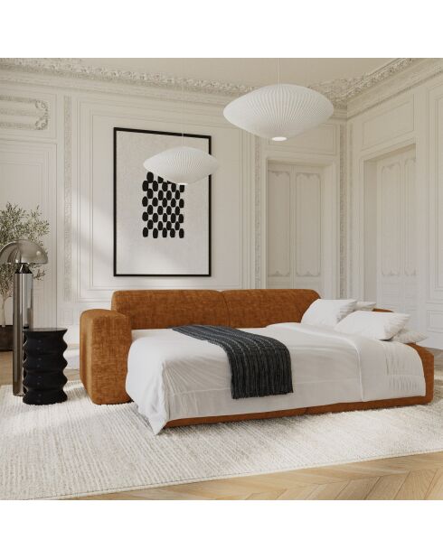 LIVA 4-Sitzer-Cabrio-Sofa aus braunem strukturiertem Samt - 240x97x73