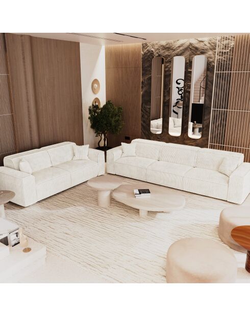 5-Sitzer-Sofa mit 2 dekorativen Kissen RUBEN Cream Corduroy - 323x95x78