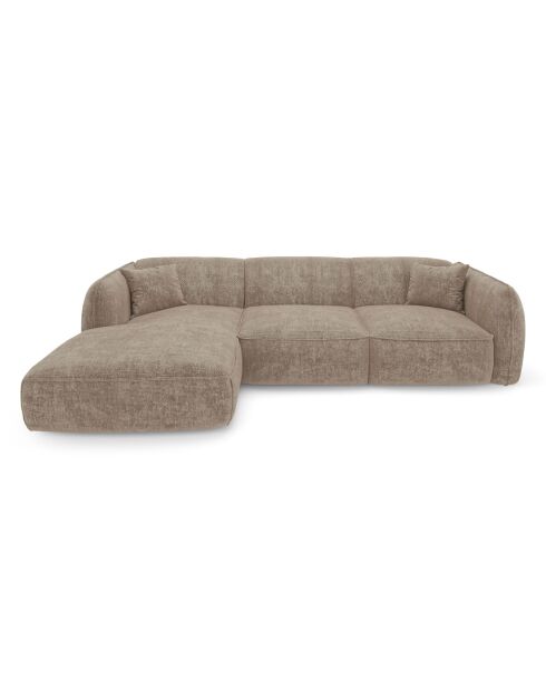 LIAM Ecksofa für links, beiger, verwitterter Samt, 272 x 90 x 74