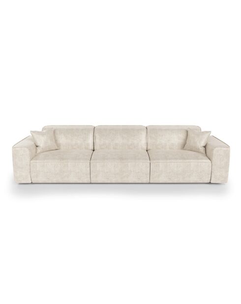 5-Sitzer-Sofa mit 2 dekorativen Kissen RUBEN Velours Cream - 323x95x78