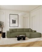 Omvormbare rechterhoekbank express matras 140cm RUBY vintage groen corduroy - 320x165x80