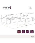 Omvormbare rechterhoekbank express matras 140cm RUBY vintage groen corduroy - 320x165x80