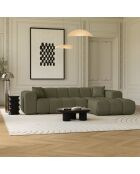 COVA Rechtwinkliges Sofa aus olivgrünem Frotteestoff — 290 x 94 x 69,5