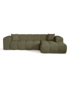 COVA Rechtwinkliges Sofa aus olivgrünem Frotteestoff — 290 x 94 x 69,5