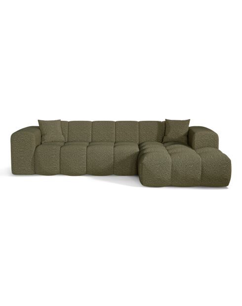 Canapé angle droit COVA Tissu bouclette Vert olive - 290x94x69.5