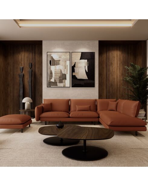 Isak breites rechtwinkliges Sofa aus Kamelleder - 262x92x85