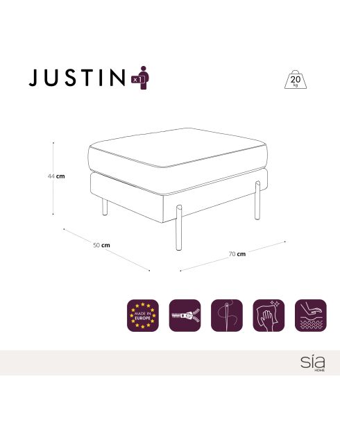 POUF JUSTIN VERT FORET - 70x50x78