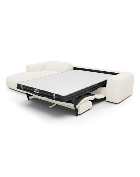 Linkerhoekbank converteerbaar express Dunlopillo matras 140 cm NOVA Boucle Fabric Cream - 299x165x73