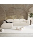 Linkerhoekbank converteerbaar express Dunlopillo matras 140 cm NOVA Boucle Fabric Cream - 299x165x73