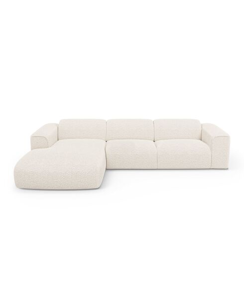 Linkerhoekbank converteerbaar express Dunlopillo matras 140 cm NOVA Boucle Fabric Cream - 299x165x73