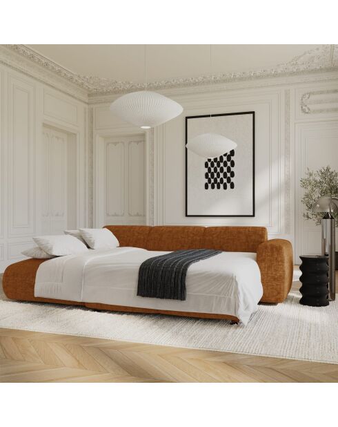 LIVA Wandelbares Ecksofa für die linke Seite, braun, strukturierter Samt — 283 x 180 x 73