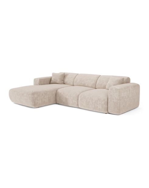 LIVA konvertierbares linkes Weitwinkelsofa Cremefarbener Waffelsamt - 283x180x73