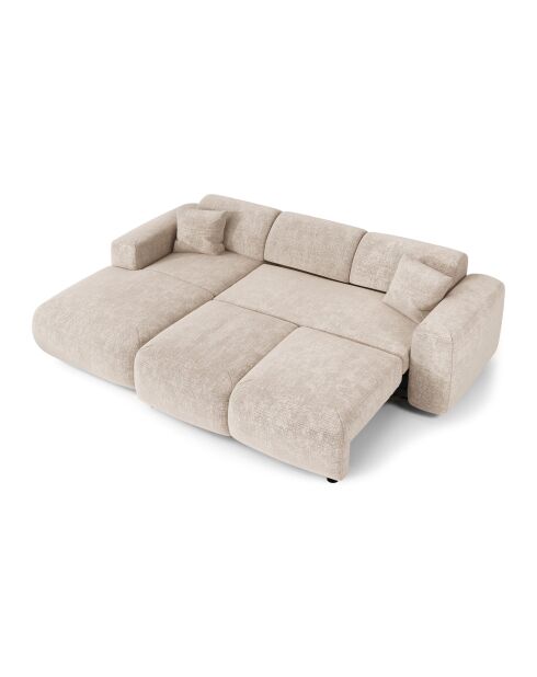 LIVA konvertierbares linkes Weitwinkelsofa Cremefarbener Waffelsamt - 283x180x73