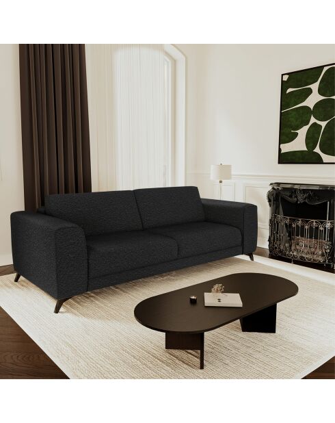 Canapé convertible express matelas 160cm MILANO Tissu bouclette Noir - 230x105x75