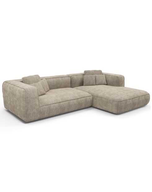 Rechtwinkliges Sofa 255 cm ROMY Taupe aus gewebtem Samt - 255x160x70