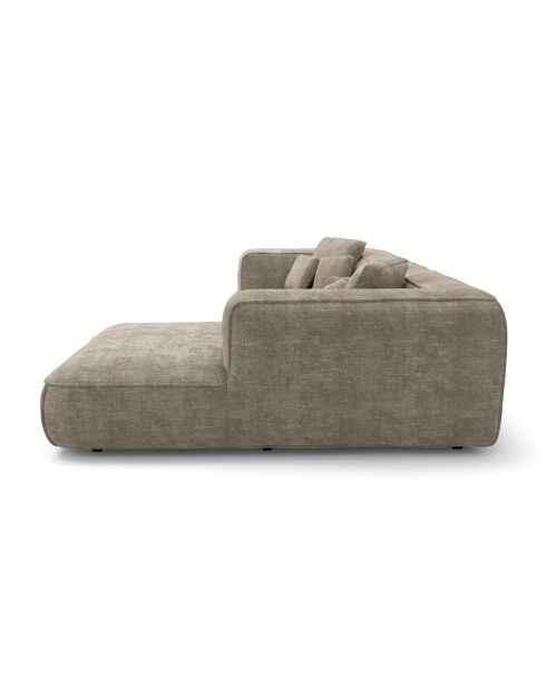 Rechtwinkliges Sofa 255 cm ROMY Taupe aus gewebtem Samt - 255x160x70