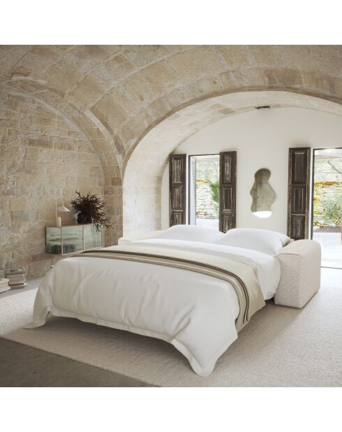 Express converteerbare bank Dunlopillo matras 140 cm NOVA Cream Boucle Fabric - 214x95x73