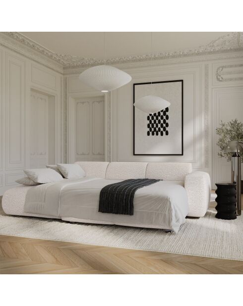 LIVA converteerbare linker groothoekbank Cream Boucle stof - 283x180x73