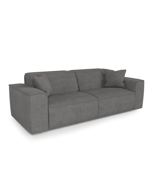 3-zitsbank met 2 sierkussens RUBEN Corduroy Antracietgrijs - 232x95x78