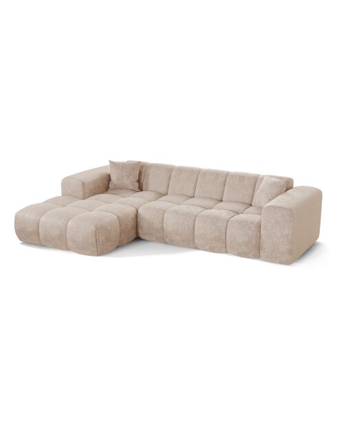 Sofá de esquina izquierda COVA Terciopelo estampado beige - 290x94x69,5