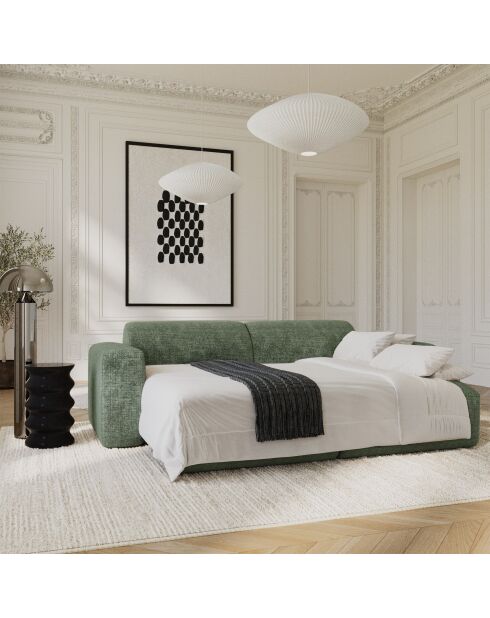 LIVA 4-Sitzer-Cabrio-Sofa Smaragdgrüner geprägter Samt - 240x97x73