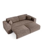 LIVA 4-Sitzer-Ausziehsofa in Taupefarbenem, geprägtem Samt - 240x97x73