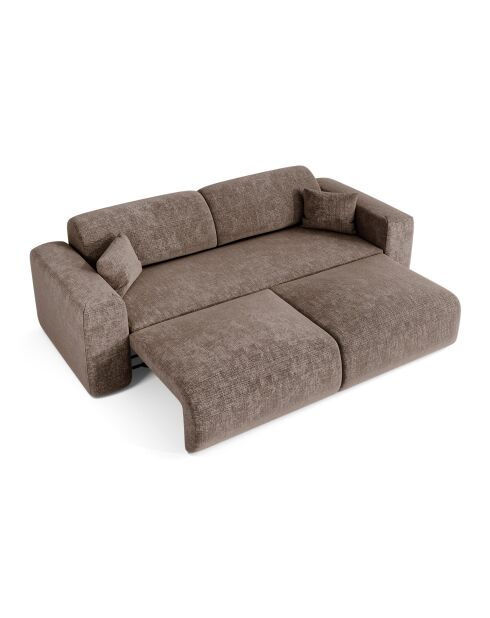 LIVA 4-Sitzer-Ausziehsofa in Taupefarbenem, geprägtem Samt - 240x97x73