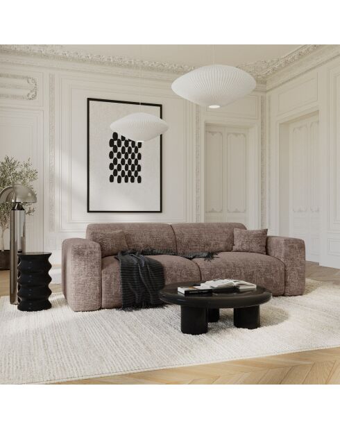 LIVA 4-Sitzer-Ausziehsofa in Taupefarbenem, geprägtem Samt - 240x97x73