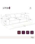 LIVA 4-Sitzer-Ausziehsofa in Taupefarbenem, geprägtem Samt - 240x97x73