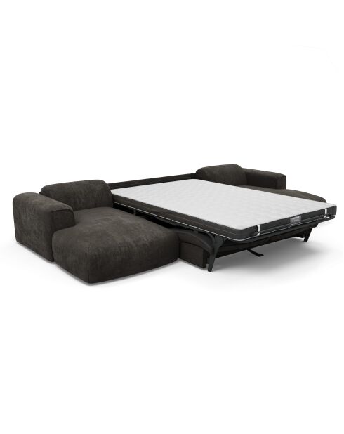 Canapé panoramique convertible 140cm Nova Velours tramé Noir - 414x165x73